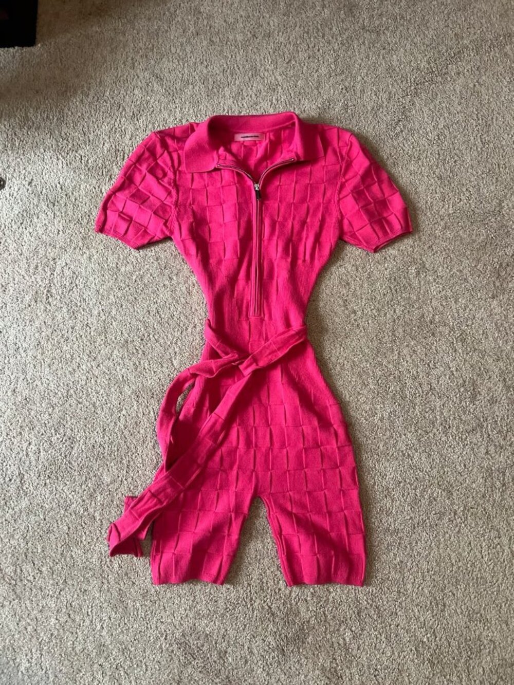 NWOT Manière de Voir Pink Chequerboard Knitted Playsuit Romper Size XS